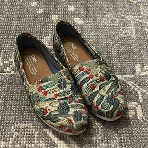 TOMS flats cactus print green women 6